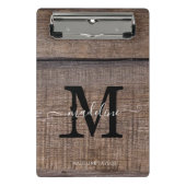 Monogram rustieke scriptnaam Professional Mini Klembord (Voorkant)