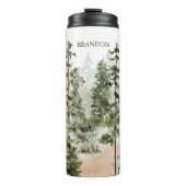 Monogram Rustieke Waterverf Groen Bos Thermosbeker (Voorkant)