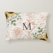 Monogram rustieke zonnebloem decoupage accent kussen (Voorkant)