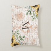 Monogram rustieke zonnebloem decoupage accent kussen (Voorkant(Verticaal))