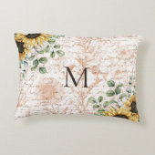 Monogram rustieke zonnebloem decoupage accent kussen (Achterkant)