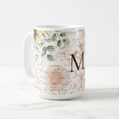 Monogram  rustieke zonnebloem decoupage koffiemok (Voorkant links)