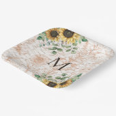 Monogram rustieke zonnebloem decoupage papieren bordje (Gebogen)