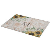 Monogram  rustieke zonnebloem decoupage snijplank (Hoek)