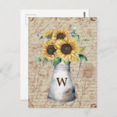 Monogram Rustieke Zonnebloem  Letter Decoupage Briefkaart (Voorkant / Achterkant)