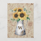 Monogram Rustieke Zonnebloem  Letter Decoupage Briefkaart (Voorkant)