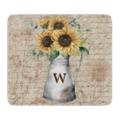 Monogram Rustieke Zonnebloem Letter Decoupage Snijplank (Voorkant)