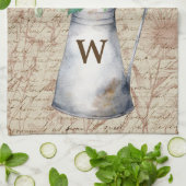 Monogram Rustieke Zonnebloem  Letter Decoupage Theedoek (Gevouwen)