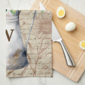 Monogram Rustieke Zonnebloem  Letter Decoupage Theedoek (Quarter Fold)