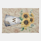 Monogram Rustieke Zonnebloem  Letter Decoupage Theedoek (Horizontaal)