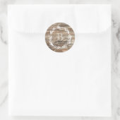 Monogram Rustige houtstijl Ronde Sticker (Tas)