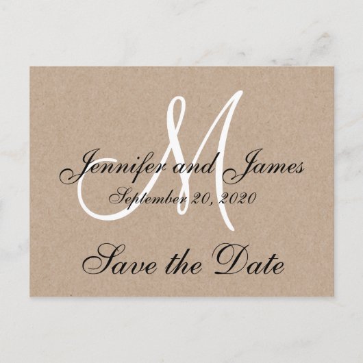 Monogram Rustique Faire-part de mariage (Devant)