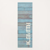 Monogram Rustisch blauw Beach Wooden Panel Yogamat (Voorkant)