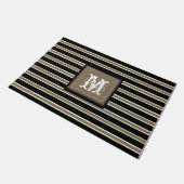 Monogram Rustisch Zwart Witte Bruin Striped Grafis Deurmat (Schuin)