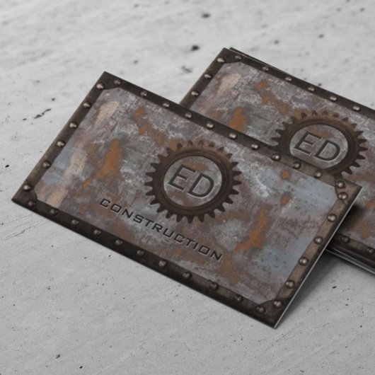  Monogram Rusty Grunge Metal Visitekaartje