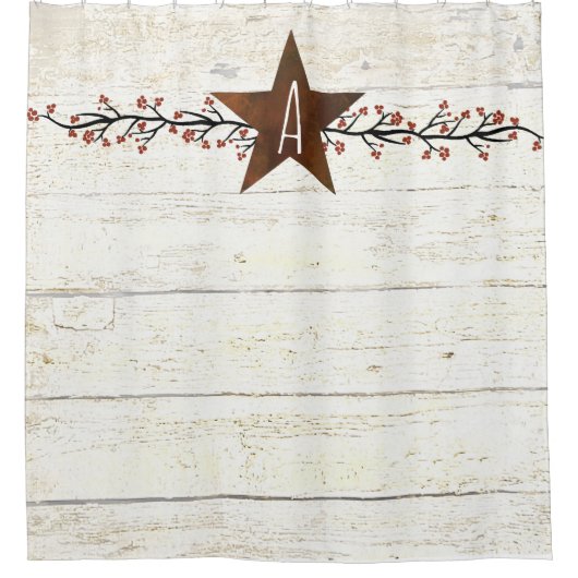 Monogram "Rusty star" en "Berries" Douchegordijn (Voorkant)