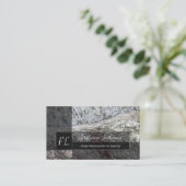 Monogram ruw grijze marmer met rockmarmer visitekaartje (Staand voorkant)