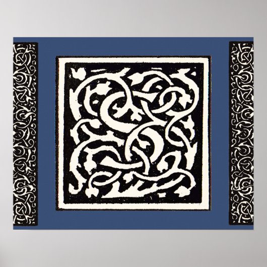  Monogram S Art Nieuwe Letter Poster (Voorkant)