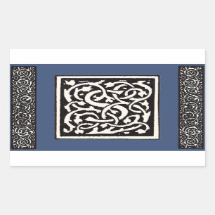  Monogram S Art Nieuwe Letter Rechthoekige Sticker