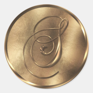 Monogram S Bronze Wedding Invitation Holiday Ronde Sticker