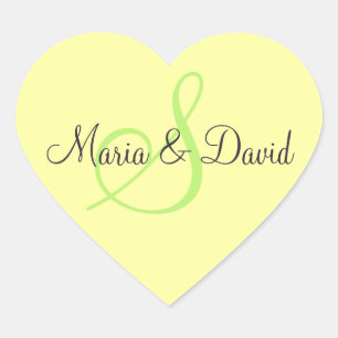 Monogram S Gele hartstickers Envelopzegels Hart Sticker