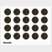 Monogram S Goud en Zwart Damast Bruiloft Seal Ronde Sticker (Vel)