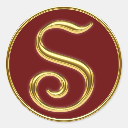 Monogram S in 3D goud Ronde Sticker (Voorkant)