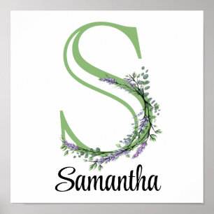 Monogram S Lavendel Eucalyptus kinderkamer poster