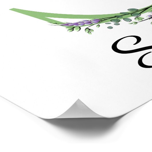 Monogram S lavender Eucalyptus nursery Poster (Hoek)