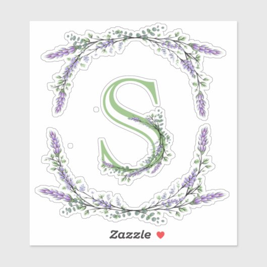 Monogram S lavender Eucalyptus Sticker (Vel)