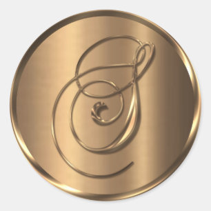 Monogram S NONMETALLIC Bronze Envelope Seal Ronde Sticker