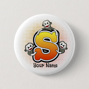 Monogram S Sock Monkey Ronde Button 5,7 Cm
