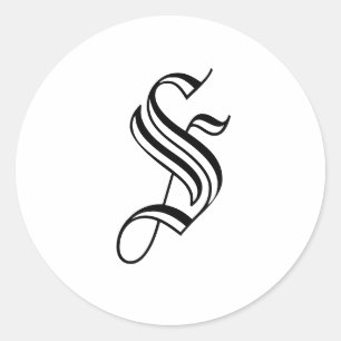 Monogram S Sticker Zwart Wit Oud Engels
