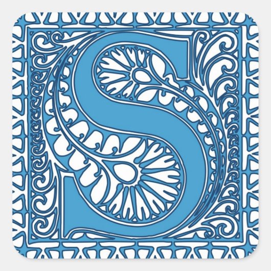 Monogram S Vierkante Sticker (Voorkant)