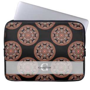 Monogram Safari Zonsondergang Boheemse Polka Dot M Laptop Sleeve