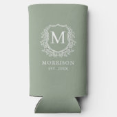 Monogram Sage Green Crest Botanische bruiloft (Achterkant)