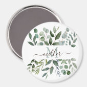 Monogram Sage Green Eucalyptus Greenery Leaves Magneet (Voorkant / Achterkant)