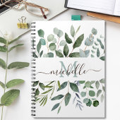 Monogram Sage Green Eucalyptus Greenery Leaves Notitieboek