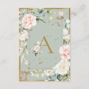 Monogram Sage Green Floral Elegant Letter A Bedankkaart