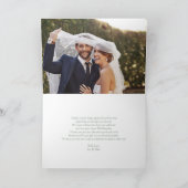 Monogram Sage Green Leaf Trouwfoto Dank u Kaart (Binnen)