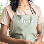 Monogram Sage Green Moderne Vrouwelijke Elegante N Schort