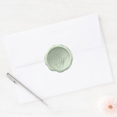 Monogram Sage Green Wax Seal 2 Initialen Script Ronde Sticker (Envelop)