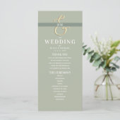 Monogram Sage Green Wedding Program (Staand voorkant)