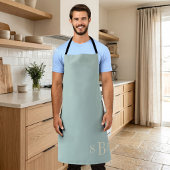 Monogram Sage Groen Boho Moderne Keuken Cadeau Schort