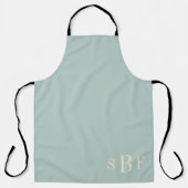 Monogram Sage Groen Boho Moderne Keuken Cadeau Schort (Voorkant)