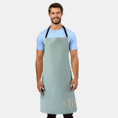 Monogram Sage Groen Boho Moderne Keuken Cadeau Schort (Gedragen)