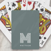 Monogram Sage Groen Stijlvol Modern Minimalistisch Pokerkaarten
