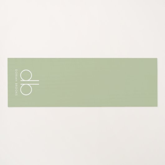 Monogram Sage Groen Stijlvolle Moderne Minimalisti Yogamat (Achterkant (horizontaal))