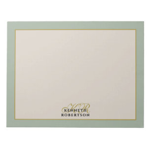 Monogram Sage Groene Beige Goud Minimalistische M Notitieblok