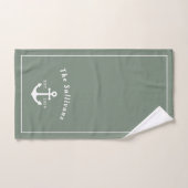 Monogram Sage Groene Kust Nautilus Anker Wit Bad Handdoek (Handdoek)